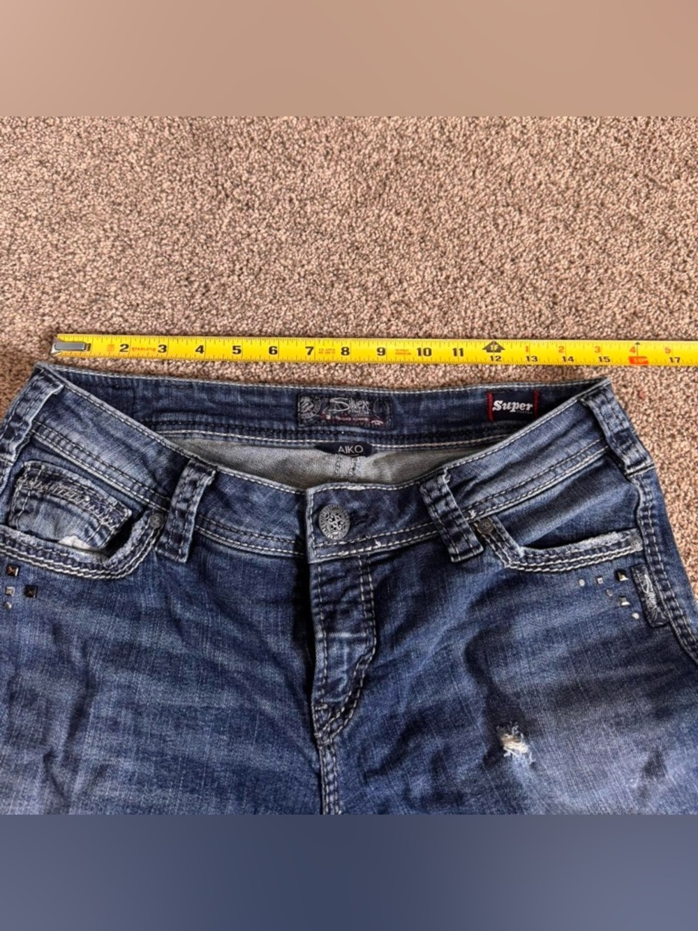 Silver blue Jeans W/ Studd Distressing Details - Picture 5 of 8